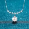 Wholesale 925 Sterling Silver Clavicle Chain With Clover Style Freshwater Pearl And Moissanite Pendant Geometric Pattern Electroplated