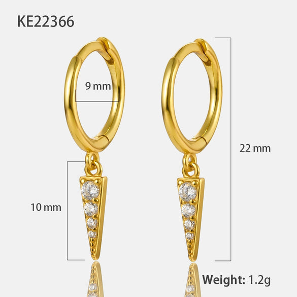 Wholesale Sterling Silver Conical Rivet Long Earring With Geometric Design And Electroplating Treatment For Women