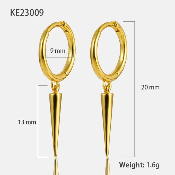 Wholesale Sterling Silver Conical Rivet Long Earring With Geometric Design And Electroplating Treatment For Women