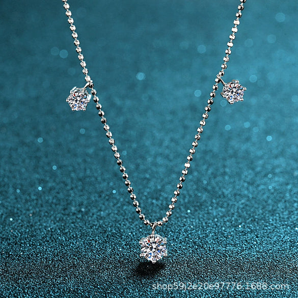 Wholesale 925 Sterling Silver Constellationstyled Sixclaw Moissanite Necklace For Women With Electroplating Treatment