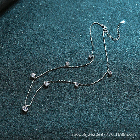 Wholesale 925 Sterling Silver Constellationstyled Sixclaw Moissanite Necklace For Women With Electroplating Treatment