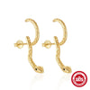 Wholesale 925 Sterling Silver Creative Fun Snake Stud Earrings With Geometric Design And Electroplating For Women