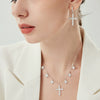 Wholesale 925 Sterling Silver Cross Geometric Patterned Necklace With High Carbon Drill Pendant For Women Electroplated