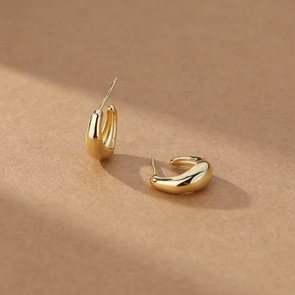 Wholesale 925 Sterling Silver Cshaped Minimalist Geometric Retro Metal Earrings For Women
