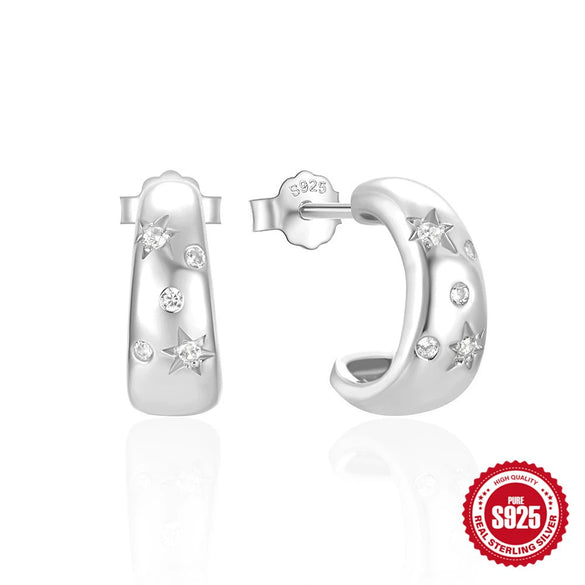 Wholesale Sterling Silver Ctype Glossy Metal Fivepointed Star Classic Highgrade Stud Earrings For Women With Electroplating Treatment And Geometric Style