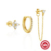 Wholesale 925 Sterling Silver Daily Matching Earrings With Diamond Chain Tassel Geometric Electroplated For Women