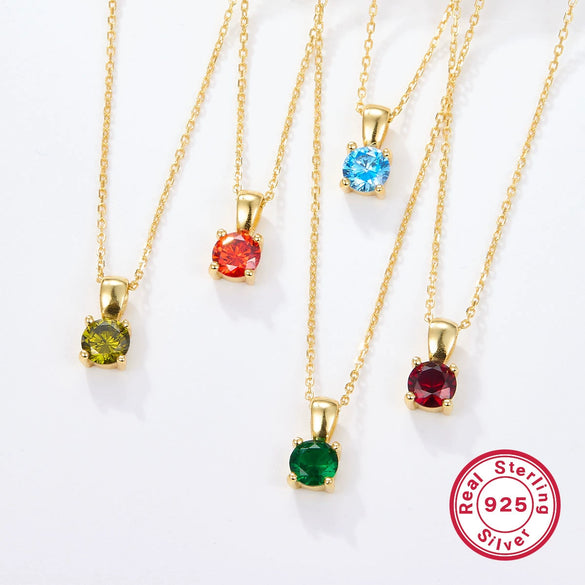 Wholesale 925 Sterling Silver December Birthstone Necklace With Geometric Pendant Inlaid Zircon For Women