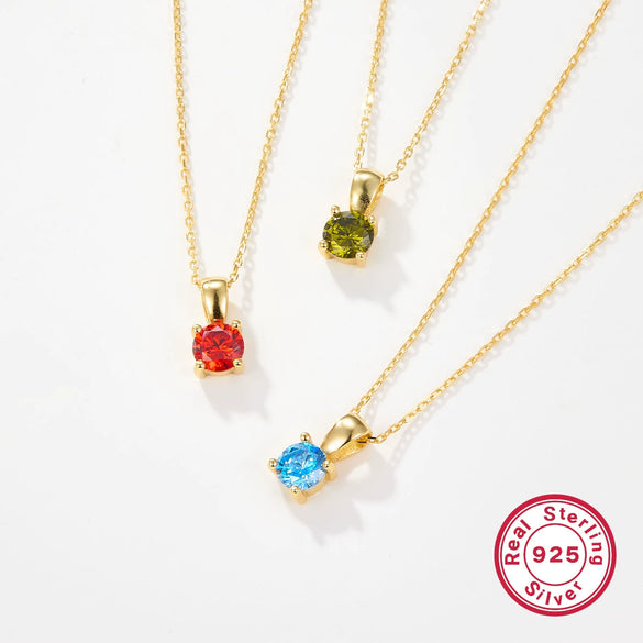 Wholesale 925 Sterling Silver December Birthstone Necklace With Geometric Pendant Inlaid Zircon For Women