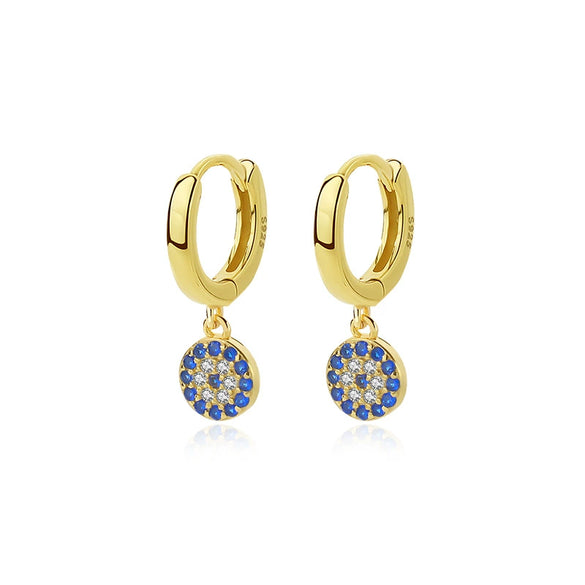 Wholesale 925 Sterling Silver Devil's Eye Earrings With Microinlaid Zircon Retro Geometric Style Electroplated For Women