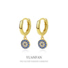 Wholesale 925 Sterling Silver Devil's Eye Earrings With Microinlaid Zircon Retro Geometric Style Electroplated For Women