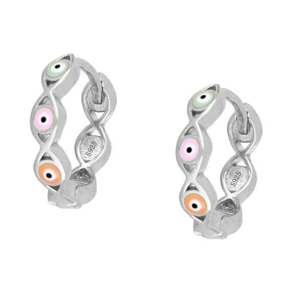 Wholesale 925 Sterling Silver Devil's Eye Glue Enamel Geometric Dripping Oil Earrings For Women