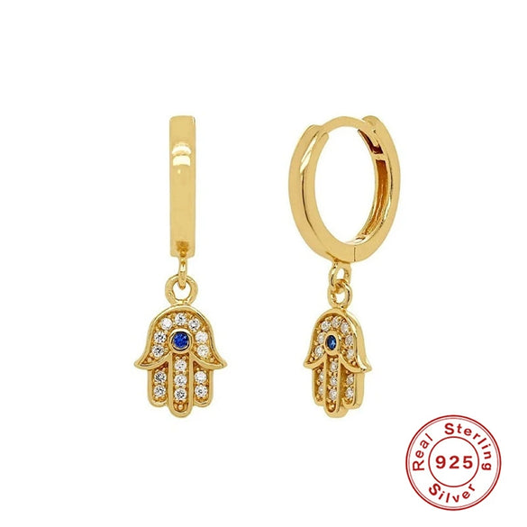 Wholesale 925 Sterling Silver Devil's Eye Love Palm Diamond Earrings With Geometric Design For Women