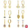 Wholesale 925 Sterling Silver Devil's Eye Love Palm Diamond Earrings With Geometric Design For Women