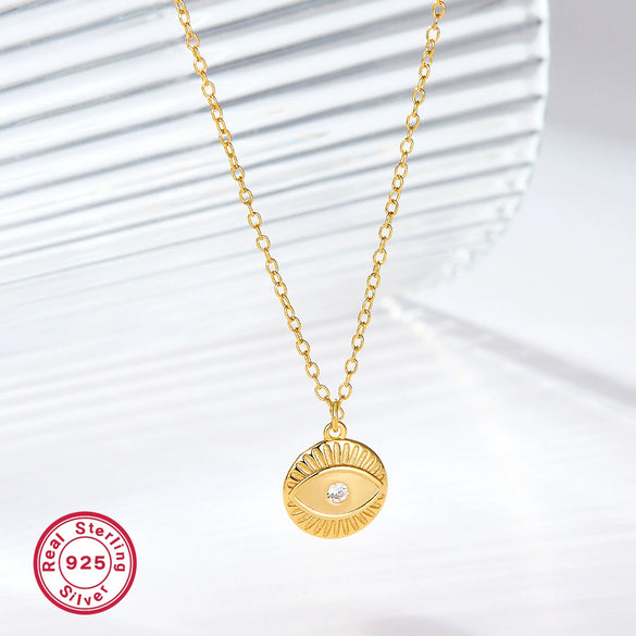 Wholesale 925 Sterling Silver Devil's Eye Necklace With Zircon Inlay Electroplated