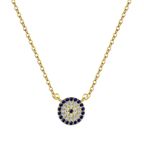 Wholesale 925 Sterling Silver Devil's Eye Necklace With Zircon Inlay Electroplated