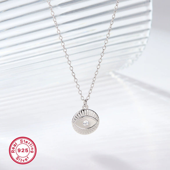 Wholesale 925 Sterling Silver Devil's Eye Necklace With Zircon Inlay Electroplated