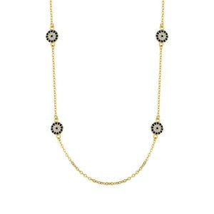 Wholesale 925 Sterling Silver Devil's Eye Necklace With Zircon Inlay Electroplated