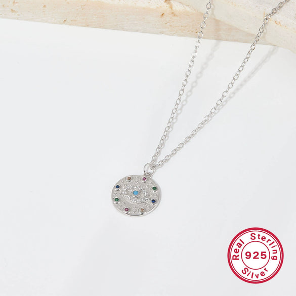 Wholesale 925 Sterling Silver Devil's Eye Necklace With Zircon Inlay Electroplated