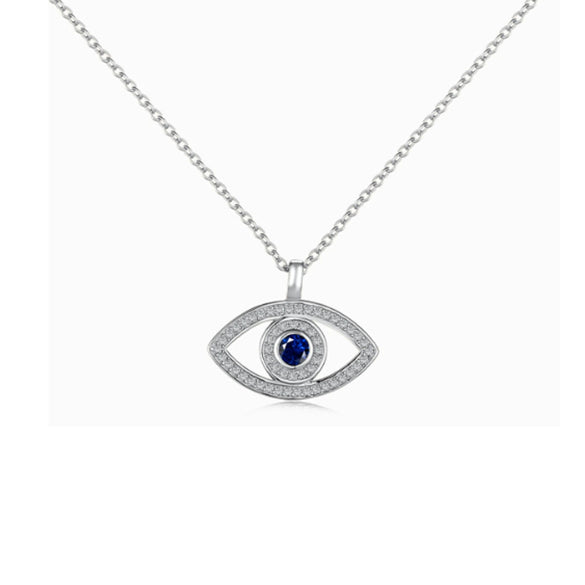 Wholesale 925 Sterling Silver Devil's Eye Necklace With Zircon Inlay Electroplated