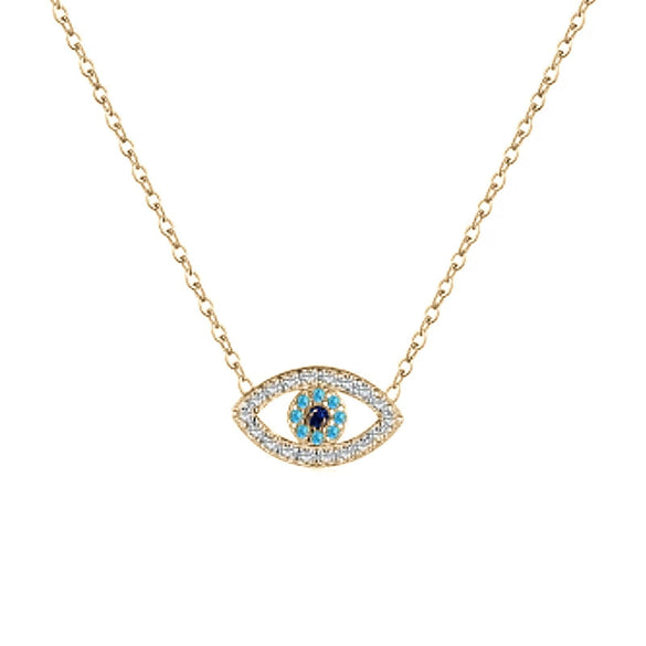 Wholesale 925 Sterling Silver Devil's Eye Necklace With Zircon Inlay Electroplated