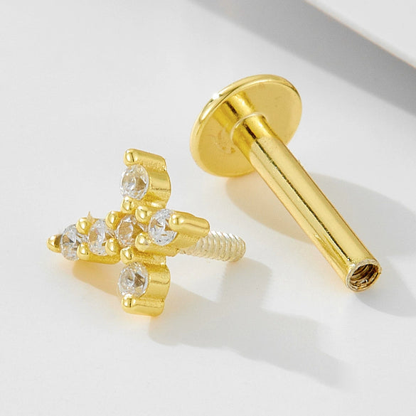 Wholesale 925 Sterling Silver Diamond Cross Cartilage Piercing Earrings For Women