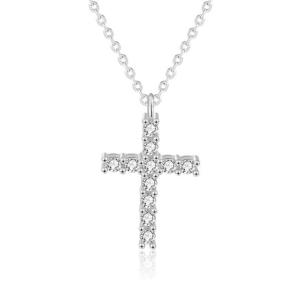 Wholesale 925 Sterling Silver Diamondencrusted Cross Necklace For Women With Microinlay Process