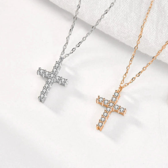 Wholesale 925 Sterling Silver Diamondencrusted Cross Necklace For Women With Microinlay Process