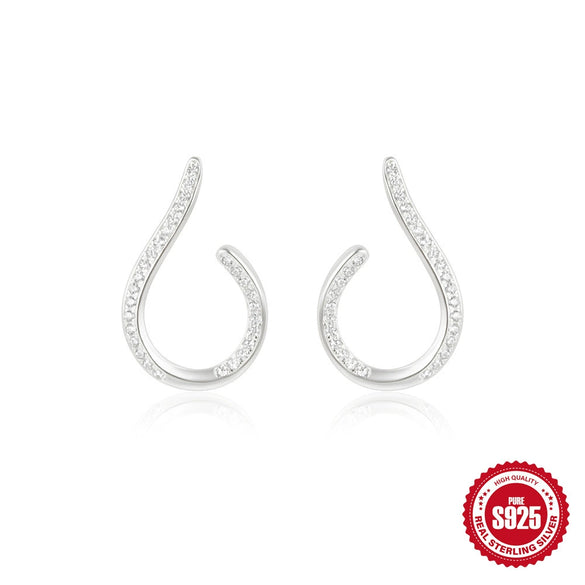 Wholesale 925 Sterling Silver Distinctive Wave Irregular Earrings With Geometric Pattern And Electroplating