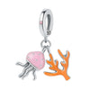 Wholesale 925 Sterling Silver Diy Accessories With Jellyfish Shell Starfish Coral Elements And Dripping Oil Design For Women