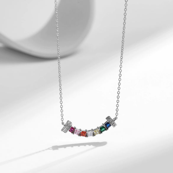 Wholesale 925 Sterling Silver Dopamine Rainbow Smile Pendant Allmatching Necklace For Women With Diamond Design