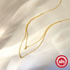 Wholesale 925 Sterling Silver Double Layer Geometric Love Pendant Necklace With O Chain For Women Electroplated