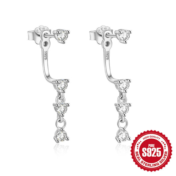Wholesale 925 Sterling Silver Double Line Inlaid Stone C Shaped Minimalist Geometric Earrings With Electroplating