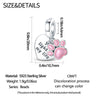 Wholesale Sterling Silver 925 Dripping Oil Luminous Pink Cute Claw Pendant Beads Jewelry Accessories