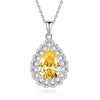 Wholesale 925 Sterling Silver Drop Shape Gem Pendant Necklace With Diamond Design For Women