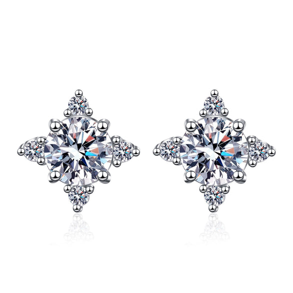 Wholesale 925 Sterling Silver Earrings For Women With Lucky Fourleaf Clover And Moissanite Electroplated