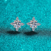 Wholesale 925 Sterling Silver Earrings For Women With Lucky Fourleaf Clover And Moissanite Electroplated