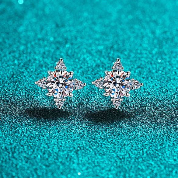 Wholesale 925 Sterling Silver Earrings For Women With Lucky Fourleaf Clover And Moissanite Electroplated