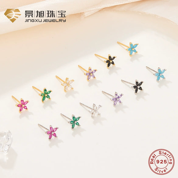 Wholesale 925 Sterling Silver Earrings For Women With Petal Design And Geometric Pattern Electroplated