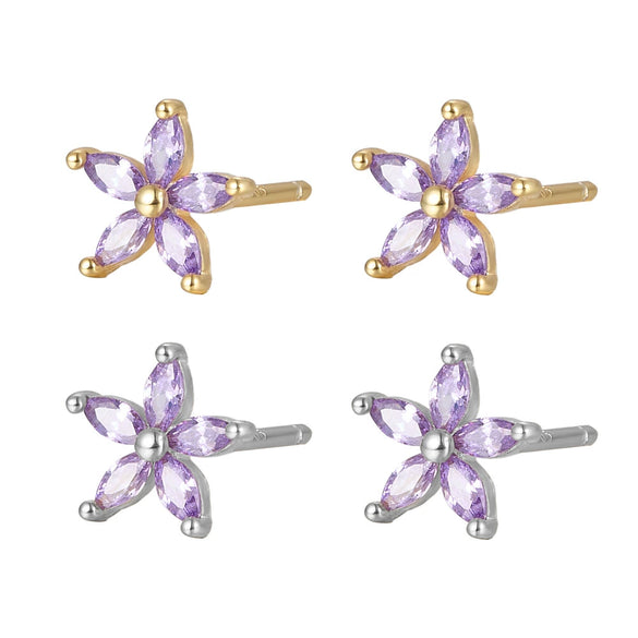 Wholesale 925 Sterling Silver Earrings For Women With Petal Design And Geometric Pattern Electroplated