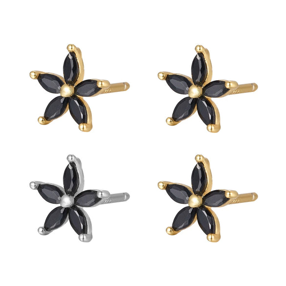 Wholesale 925 Sterling Silver Earrings For Women With Petal Design And Geometric Pattern Electroplated