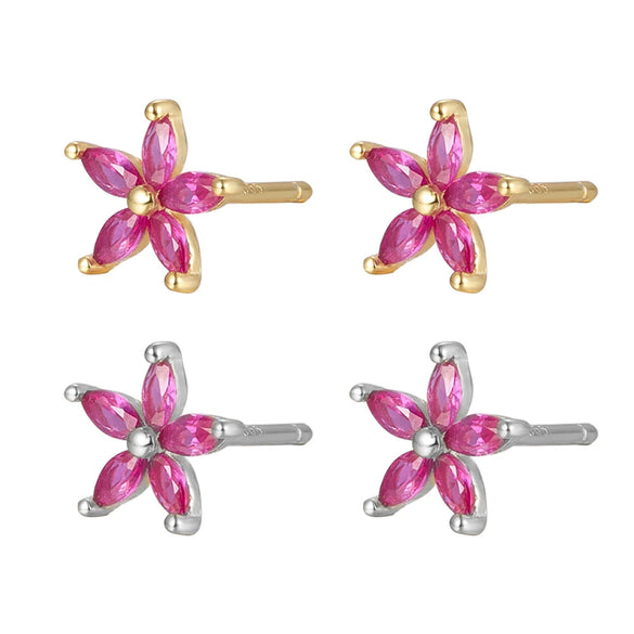 Wholesale 925 Sterling Silver Earrings For Women With Petal Design And Geometric Pattern Electroplated