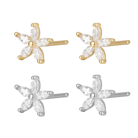 Wholesale 925 Sterling Silver Earrings For Women With Petal Design And Geometric Pattern Electroplated