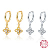 Wholesale 925 Sterling Silver Earrings With Diamond And Fourleaf Clover Flower Pattern Electroplated For Women