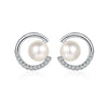 Wholesale 925 Sterling Silver Earrings With Fresh Water Pearl And Moissanite Geometric Style Electroplated