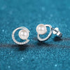 Wholesale 925 Sterling Silver Earrings With Fresh Water Pearl And Moissanite Geometric Style Electroplated