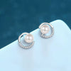 Wholesale 925 Sterling Silver Earrings With Fresh Water Pearl And Moissanite Geometric Style Electroplated