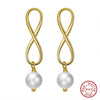Wholesale 925 Sterling Silver Earrings With Natural Baroque Pearl And Geometric Symbol Electroplated For Women