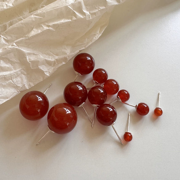 Wholesale 925 Sterling Silver Earrings With Red Agate Geometric Style With Letters Numbers Text Electroplated