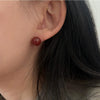 Wholesale 925 Sterling Silver Earrings With Red Agate Geometric Style With Letters Numbers Text Electroplated
