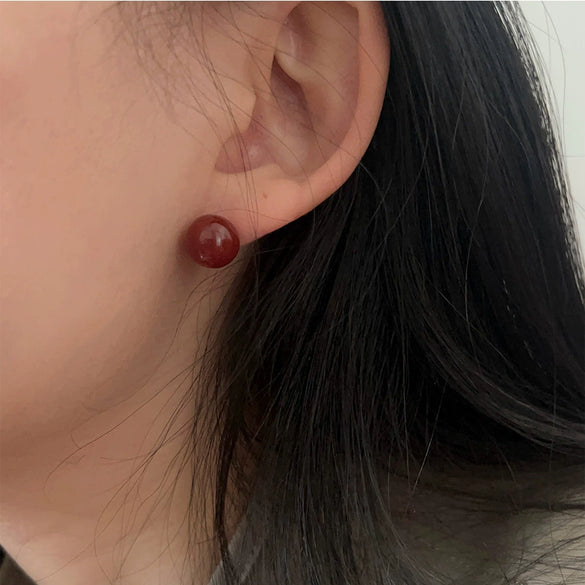 Wholesale 925 Sterling Silver Earrings With Red Agate Geometric Style With Letters Numbers Text Electroplated